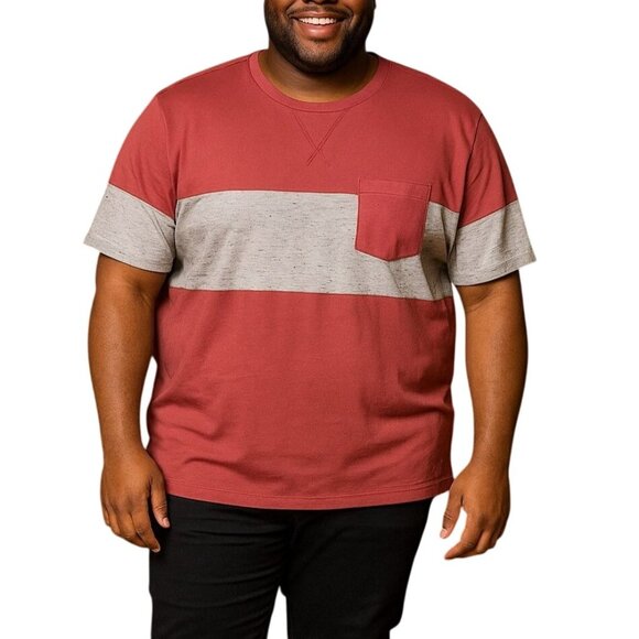 American Eagle Outfitters T-Shirt XXL Mens Red Gray Colorblock Casual Crewneck - Picture 1 of 9
